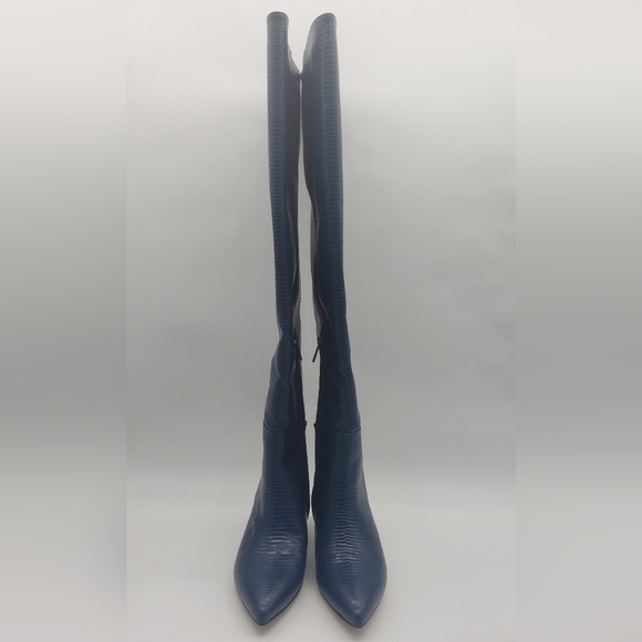 809- Sam Edelman Ursula Women's Over The Knee Boots Navy Liz Print Color NWT - Picture 3 of 13